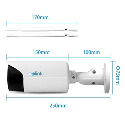 Reolink RLC-411WS-LB Wireless IP Camera, 4-Megapixel 1440P Wireless Security 2.4G/5.8G Dual Mode Wifi Outdoor Bullet, 4X Optical Zoom, Built-in 16GB Micro SD Card,2560×1440, Night Vision 80-110ft - 3