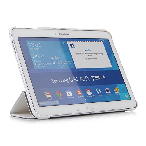 iHarbort® Samsung Galaxy Tab 4 10.1 Hülle – Ultra Slim Leder Tasche Hülle Etui Schutzhülle Für Samsung Galaxy Tab 4 10.1 Zoll T530 T535 Case Holder mit automatischer Weckfunktion (Galaxy Tab 4 10.1, Weiß) - 2