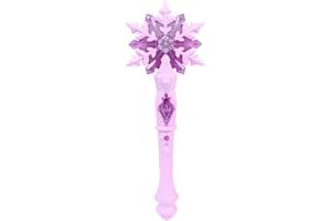 SAFIGLE Baguette magique lumineuse flocon de neige LED avec son - Accessoire de costume pour enfants - Cadeau d'anniversaire de Noël - Rose