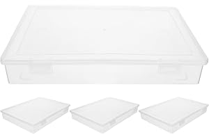 Kisangel 4 st A4-pappersorganiseringslåda i plast: Stapelbar transparent arkivlåda för skrivbord, genomskinlig dokumenthållar