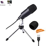 Microphone USB Portable en Métal Compatible avec Macbook Ordinateur Portable Windows PC Audio Mic Compact Réduction de Bruit Multifonctionnel avec Trépied pour Conférence Présentation Studio Jeu
