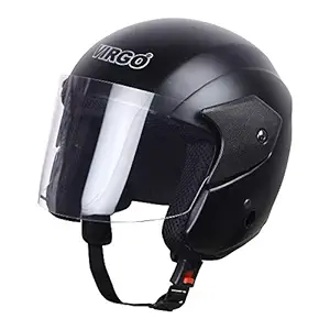 Virgo Matt Finish Visor Helmet with PPCP/ABS outer shell (Black, Clear)