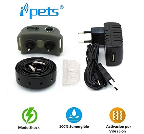 ipets Original pet854, NO Bark Collier Anti-aboiement, 2018, Rechargeable Batterie, Anti Barking Collier avec Niveaux réglable de sensibilité, Niveaux réglables et Progressif Automatique