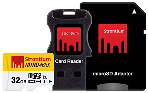 Strontium SRN32GTFU1C Nitro 466X 32GB microSDHC UHS-1 Memory Card mit Adapter und Reader