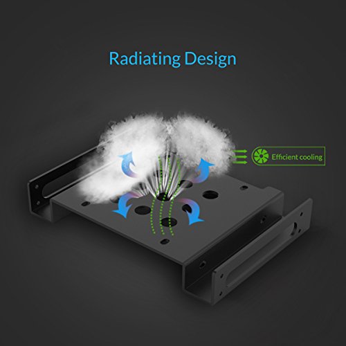 ORICO Aluminium 2,5″ / 3,5″ auf 5,25″ interner Festplattenadapter Konverter Einbaurahmen Wechselrahmen für 2,5-/3,5-Zoll SATA / IDE HDD oder SSD, für Desktop-PC Computer CD-/DVD-ROM (Schwarz) - 4