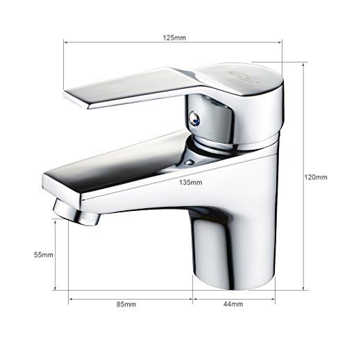 Waschbeckenarmatur Wasserfall Wasserhahn Kupfer Waschtischarmatur Spültisch Armatur für Bad oder Küchen Chrom - 7