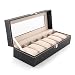 High Quality 6 Slots Wrist Watch Storage Box Display Case Organizer with Faux Leather Finish and Glass Window ( 30cm x 11cm x 8cm) by Kurtzy RS.899.00