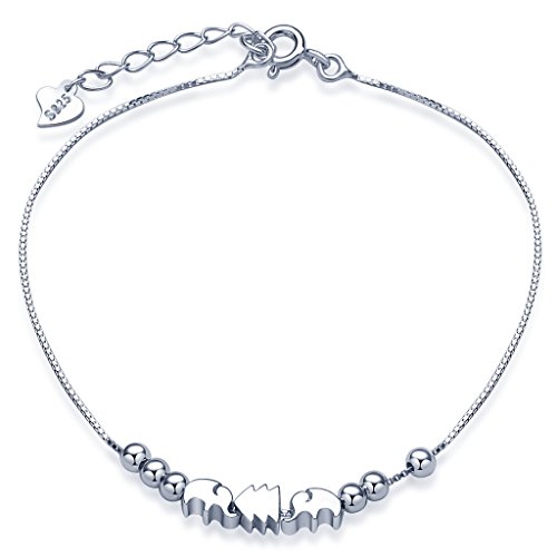 Unendlich U - Grazioso bracciale con elefanti e pino, braccialetto da donna in argento sterling 925, catena regolabile, braccialetto regolabile, in argento