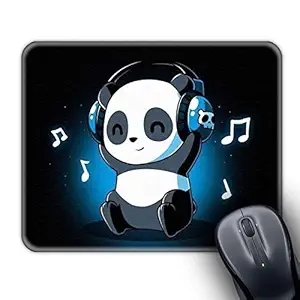 Onilu Panda Animal Music Headphone Pattern Printed Mouse pad for PC / Printed Mouse Pad ? Gaming Mouse Pad for Laptop/Computer (Gifts for Men/Women/Girl/Boys) Size 8x7 Inches( Pack of 1 )