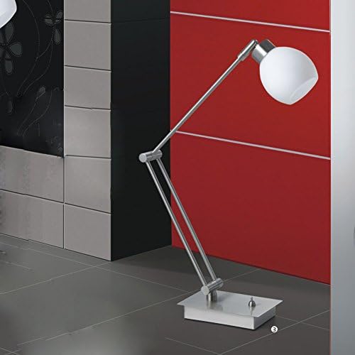 FOSHAN MINGZE 35W Architect Swing Arm LED Desk Lamp,Satin Nickel Finished Metal and Opal Glass Table Lamp