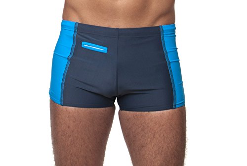 Siluk _ Bañador Bañador de baño Slip Bañador 011, Gris/Azul