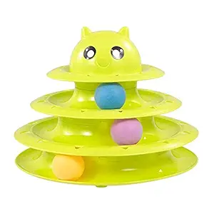Foodie Puppies Interactive Tower of Tracks Plastic 3 Layers Pet Game Entertainment Circular Turntable Toy with Colorful Balls for Cats & Kittens