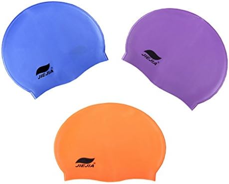 3 Packs Silicone Swimming Cap for Adults Ladies Women Men Swimming Hats for Matured Kids, Younger Kids, Boys and Girls