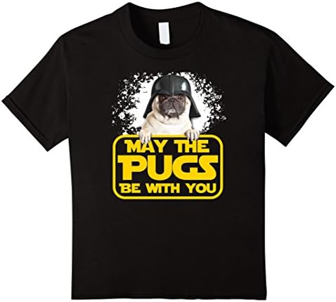 Kids The Official "MAY THE PUGS BE WITH YOU" Funny Pug T-shirt 12 Black