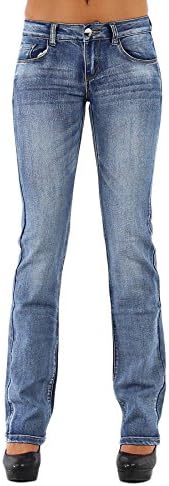 Noir Triple XXX Women's Ladies Denim Stretch Jeans Bootcut Light Blue Wash Sizes UK 8-18 (XL UK 14)