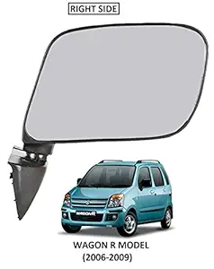 CARTEK Right Door Side Rear View Mirror for Maruti Suzuki Wagon R (2006-2009) (Type-2) (Right Driver Side) (Manually Adjustable) (D/M WR) (Black)