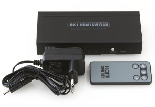 deleyCON HDMI Switch / Verteiler 5 Port – 3D Ready / 1080p – Metallgehäuse - 5