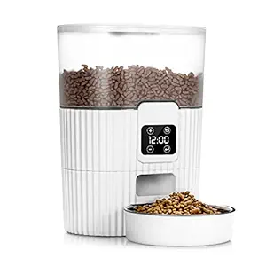 Automatic Cat Feeder, 3L Pet Feeder with Dual Power Supply Auto Cat Dry Food Dispenser Dog Automatic Feeder with Desiccant & Stainless Steel Bowl