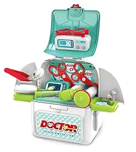 TOYOTIC 3 in 1 Doctor Kit Toy for Kids, Doctor Roleplay Medical Backpack Pretend Play Set,Simulation Props, Gift for Boys Girls 3-8 Years Old Kids, Accessories Set for 4 Year Old Girls (2 IN 1 DOCTOR SET)