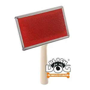 BLACK DOG Pet Comb for Grooming Slicker Brush Shedding Shot Hair/Long Hair Remove Brush with Wood Handle (XL) Colour May Vary