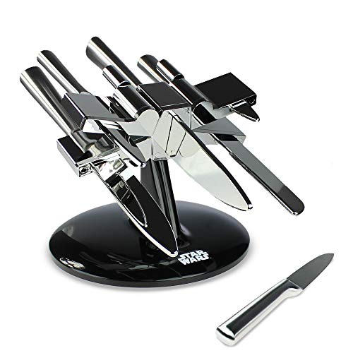 MonsterCadeaux - Bloc à Couteaux - Support à Couteaux - X-Wing de Star Wars - Couteaux en INOX - Ustensile de Cuisine - Cadeau Original