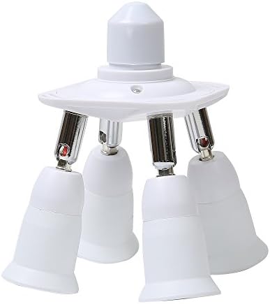 4 in 1 Socket Adapter Splitter, Geekeep AC 110V-220V E27 to E26/E27 LED Light Bulb Sockets 360 Degrees Side to Side Adjustable, 180 Degree Up and Down Bending