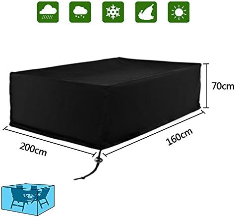 Diossad Patio Protective Furniture Cover Black Waterproof Garden Patio Set Cover Table and Chair Set Cover 200 x 160 x 70cm