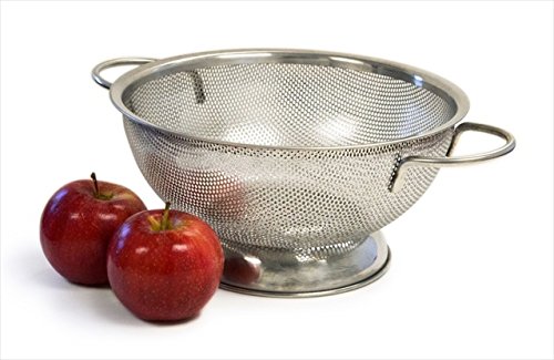 Culina® 25cm Präzision Perforiertes Edelstahl Küchensieb Seiher mit Griffen und Standfuß