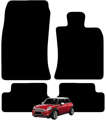 SOMER CAR Custom Driver Side Floor Mat For Mini Cooper R56 (2007-2014) - Black Carpet With Protective Rubber Heel Pad (Made In Italy)