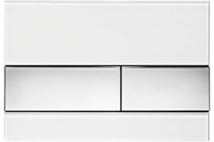 Tece 9.240.802 kwadratowa płyta uruchamiająca do WC (szkło białe, przyciski chromowane błyszczące, technologia dwuilościowa, obsługa od góry i z przodu) 9240802