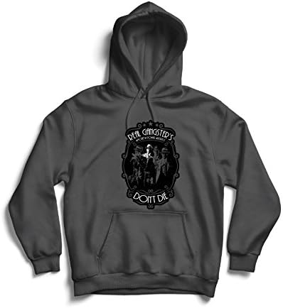 Hoodie Real Gangsters Never Die - Italian - Sicilian Mafia Quotes - The Godfather - Cosa Nostra (Small Graphite Multi Color)