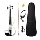 e-geigen kaufen Brandneu und hochwertig Homyl 1 Satz 4/4 Elektrische Stille Violine In Voller Größe mit Tragetasche, Bogen, Kopfhörer, Kolophonium - Weiß