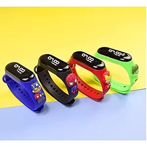 Forever Kidzz Digital 7 Color Disco Glowing Light Watch for Kids | Boys Watch | (Marvels Avengers - Red & Blue Color) | Kids Watch for 2-8 Years Old