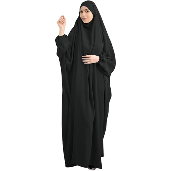 Jazvano Abaya Jurk voor moslim Eid Gebed - Dubai Maxi Kaftan Islamitische Salah Dagjurk - Zachte Moslim Vrouwen Kleding, grijs, XS-S