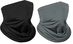 BISMAADH Neck Gaiter Head & Face Mask For Men & Women Sun Protection Scarf Breathable Face Cover Filter For Running, Cycling, Bacteria, Virus and Bike Riding Pack of 2 (Blue & Grey)