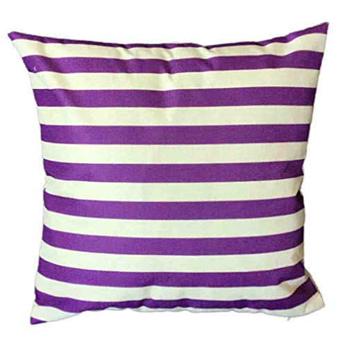 Preisvergleich Produktbild JUSTSELL Einfache Gestreift Quadrat Kissenbezug Flachs Kissenbezug Schlafsofa Home Wohnkultur Deco Zierkissenbezüge Kissen Dekorationskissen (Kissen ist Nicht im Preis inbegriffen)