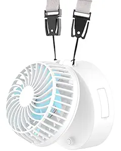 Battery Operated Necklace Fan up to 12H, Rechargeable Personal Neck Fan with 3 Speeds, 180? Rotating, Portable Mini USB Belt Fan, Free Adjustment for Camping/Outdoors/Travel/Working