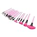 Set of 24 Make up Brushes - Synthetic Hair, Aluminium Ferrule, Natural Wood Handle - Pink Leather Bag [version:x8.9] by DELIAWINTERFEL