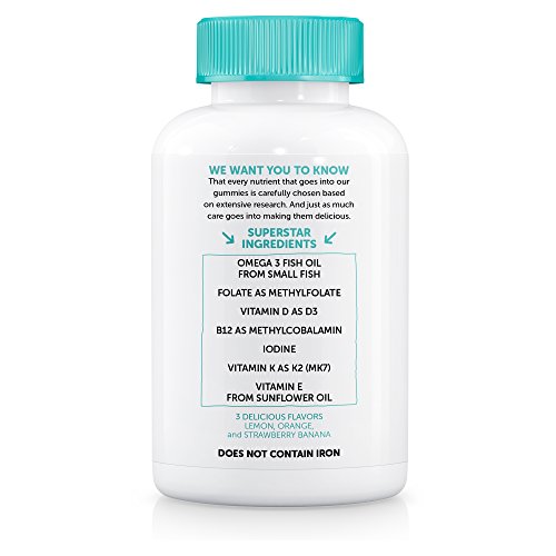 SmartyPants Prenatal Complete Gummy Vitamins: Multivitamin, Folate (Methylfolate), Vitamin K2, Vitamin D3, Methyl B12, Biotin, Omega 3 DHA/EPA Fish Oil, 180 count (30 Day Supply)