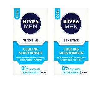 Preisvergleich Produktbild 2 Pack Nivea Men Sensitive Cooling Moisturiser, 50ml
