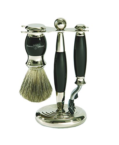 Edwin Jagger S81m356 Hand Assembled Black 3-Piece Gillette Mach Shaving Set