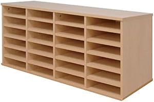 Office Needs Direct Freestanding Post Sorter Pigeon Hole Hutch Unit 4 Bay 24 Compartment Beech