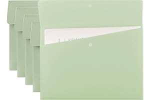 VANRA Poly File Folders Letter Size File Jackets Organizer Plastic Envelope A4 Flat Document Holder with Snap Button Closure (Pastel Green, Pack of 5)