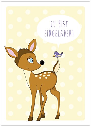 10 Einladungen zum Kindergeburtstag „REHKITZ“ Waldparty / Tierpark / Zoo - 2