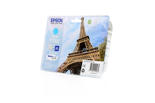 1 x Cartouche d'encre d'origine pour epson workforce pRO wP 4595 dNF t7022 t 7022 cyan