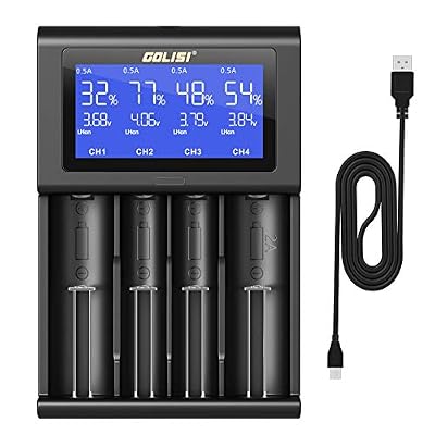 Dilusi i4 Chargeur de Piles Rapide, Ecran LCD pour Piles Rechargeables A, AA, AAA, Accus 18650, 18500, 18350, 17670,17500, 16340, 14500, 10440 Batteries ECT. [Classe énergétique A++]