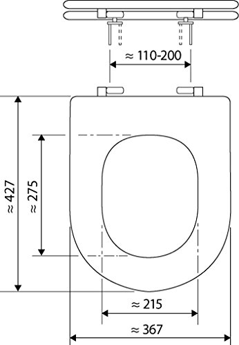 WC-Sitz Deluxe weiß | Toilettensitz | WC-Brille aus Duroplast-Kunststoff | Soft-Close-Absenkautomatik | Edelstahl-Scharnier | Top-Fix | Take-Off | Klodeckel | Toiletten-Deckel - 3