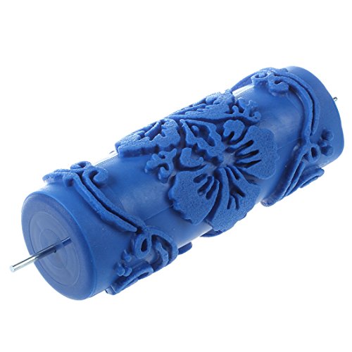 15cm Wand Dekoration Empaistic Blume Muster Malerei Walze für Dekoration Maschine – blau - 3
