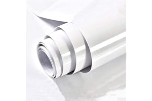 Hode Vinilo Adhesivo Blanco 40cmX3m Papel Adhesivo para Muebles Armario de Cocina Impermeable Efecto Alto Brillo Vinilo Decorativo