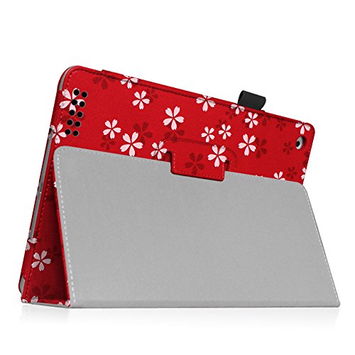 Fintie iPad 2 / 3 / 4 Hülle Case – Folio Slim Fit Kunstleder Schutzhülle Cover Tasche mit Auto Schlaf / Wach Funktion für Apple iPad 2 / iPad 3 / iPad 4, Fleur rouge - 5